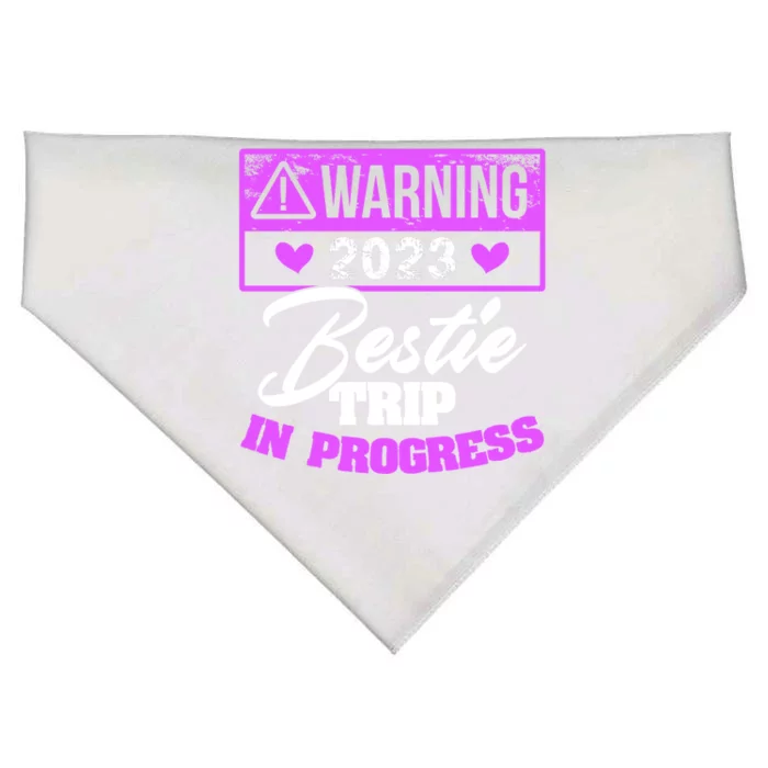 Warning Bestie Reunion Trip In Progress Trip Cute Gift USA-Made Doggie Bandana