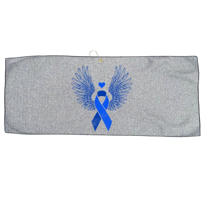 Winged Blue Ribbon Colon Cancer Awareness Meaningful Gift Large Microfiber Waffle Golf Towel