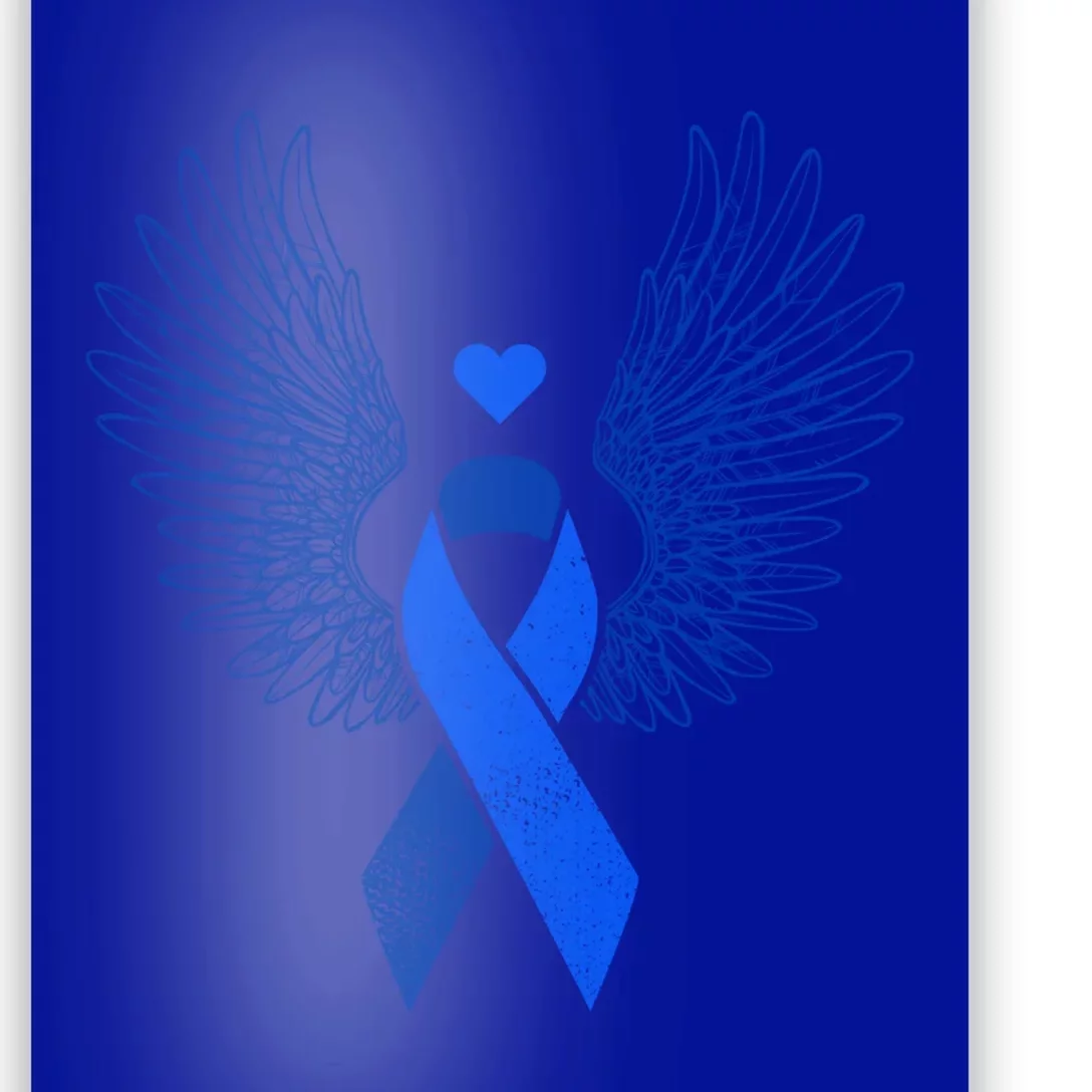 Winged Blue Ribbon Colon Cancer Awareness Gift Poster