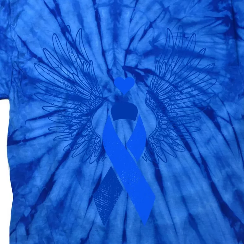 Winged Blue Ribbon Colon Cancer Awareness Gift Tie-Dye T-Shirt