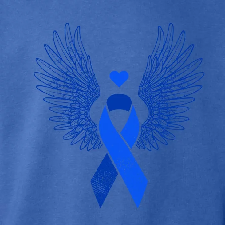 Winged Blue Ribbon Colon Cancer Awareness Gift Toddler Hoodie