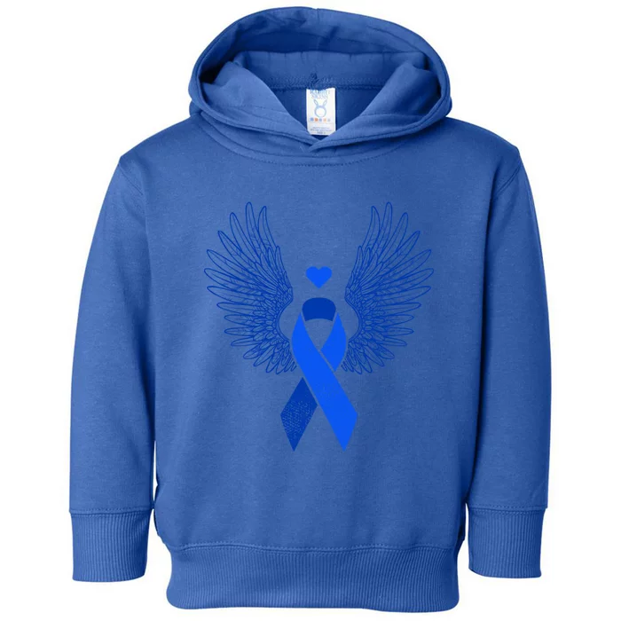 Winged Blue Ribbon Colon Cancer Awareness Gift Toddler Hoodie