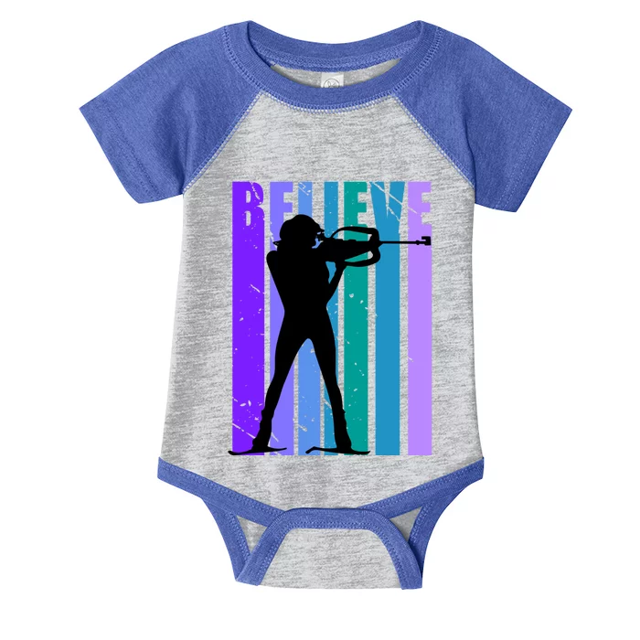 Wo Biathlon Shooting Guns Ski Skiiing Skier Winter Sport Gift Infant Baby Jersey Bodysuit