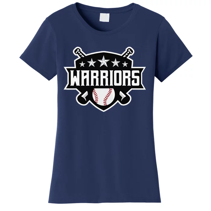 Warriors Baseball Sports Game Day Spirit Print Stars Mom Dad Women's T-Shirt