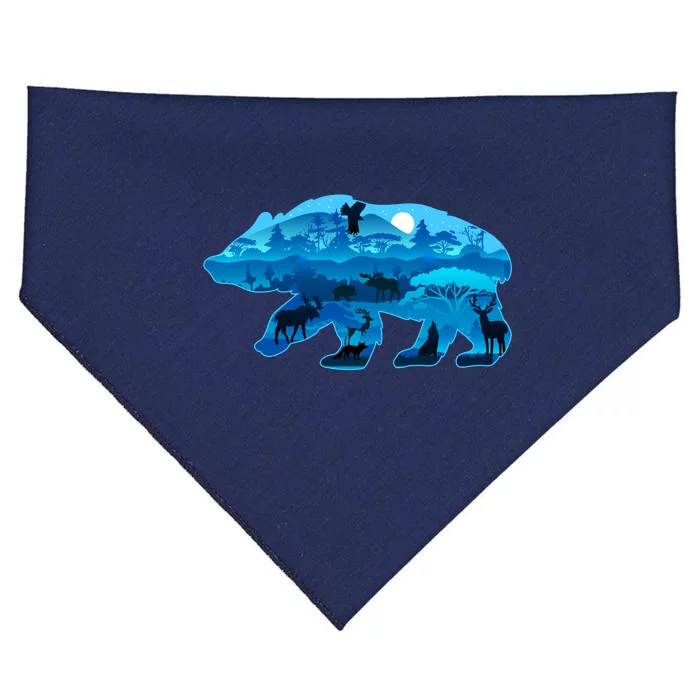 Wildlife Bear Silhouette Night Forest USA-Made Doggie Bandana