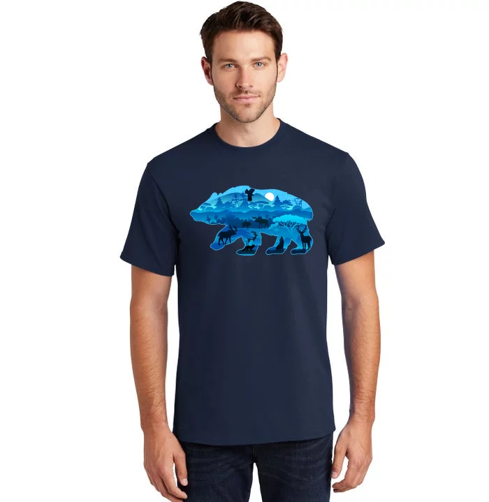 Wildlife Bear Silhouette Night Forest Tall T-Shirt