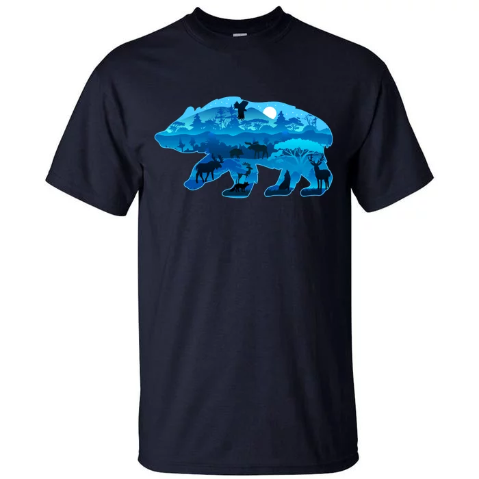 Wildlife Bear Silhouette Night Forest Tall T-Shirt