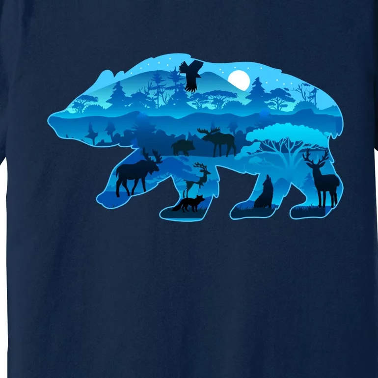 Wildlife Bear Silhouette Night Forest Premium T-Shirt