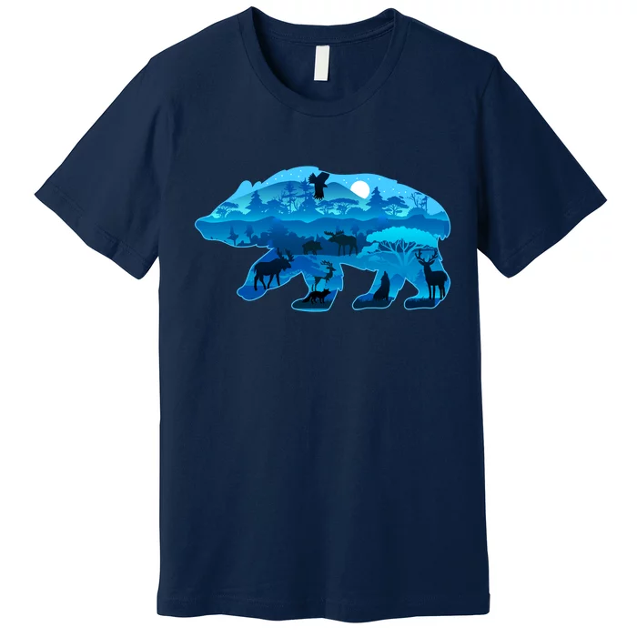 Wildlife Bear Silhouette Night Forest Premium T-Shirt