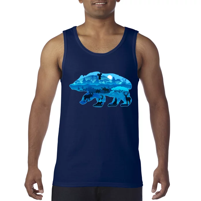 Wildlife Bear Silhouette Night Forest Tank Top