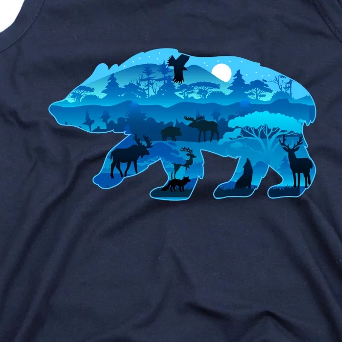 Wildlife Bear Silhouette Night Forest Tank Top