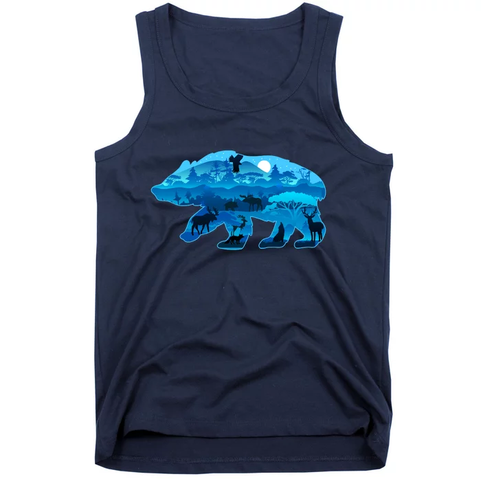 Wildlife Bear Silhouette Night Forest Tank Top