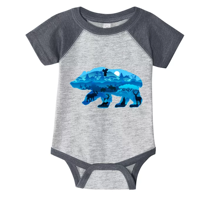 Wildlife Bear Silhouette Night Forest Infant Baby Jersey Bodysuit