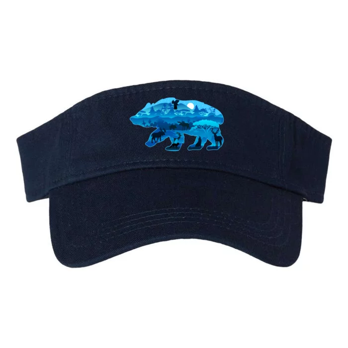 Wildlife Bear Silhouette Night Forest Valucap Bio-Washed Visor