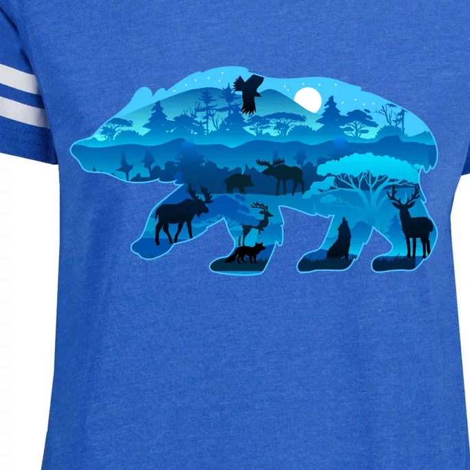 Wildlife Bear Silhouette Night Forest Enza Ladies Jersey Football T-Shirt