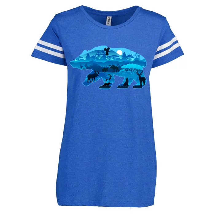 Wildlife Bear Silhouette Night Forest Enza Ladies Jersey Football T-Shirt