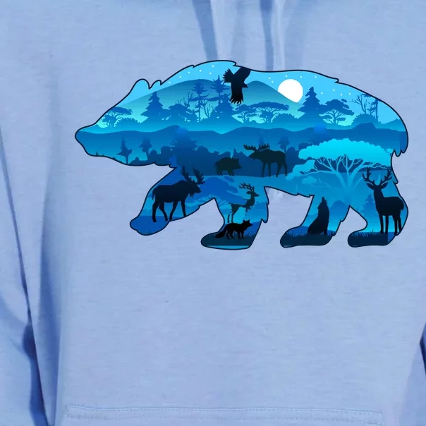 Wildlife Bear Silhouette Night Forest Unisex Surf Hoodie