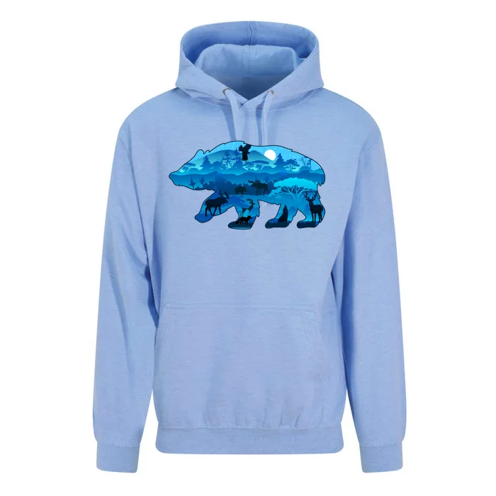 Wildlife Bear Silhouette Night Forest Unisex Surf Hoodie