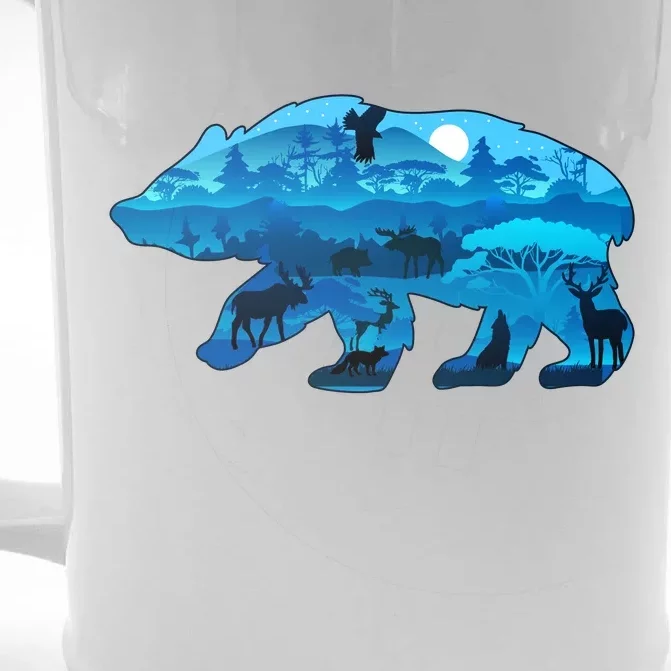 Wildlife Bear Silhouette Night Forest Front & Back Beer Stein