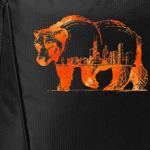 Walking Bear Silhouette Downtown Chicago City Skyline Gift City Backpack