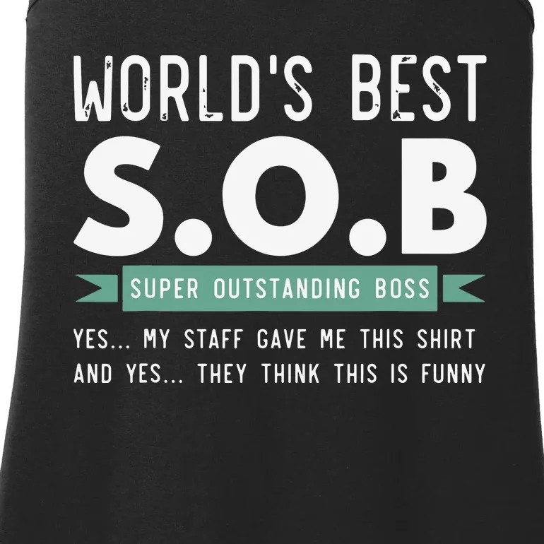 Worlds Best SOB Super Outstanding Boss Funny Colleague Ladies Essential Tank