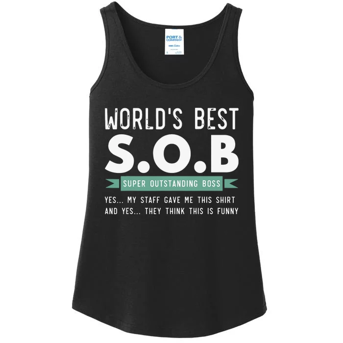 Worlds Best SOB Super Outstanding Boss Funny Colleague Ladies Essential Tank