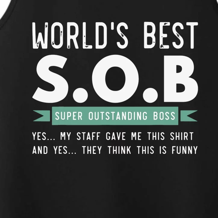 Worlds Best SOB Super Outstanding Boss Funny Colleague Performance Tank