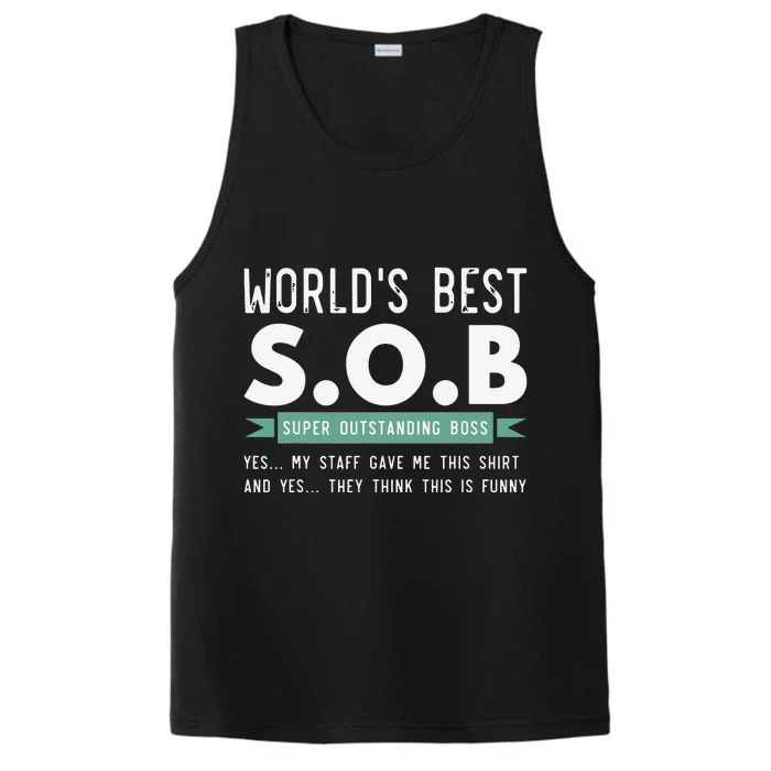 Worlds Best SOB Super Outstanding Boss Funny Colleague Performance Tank