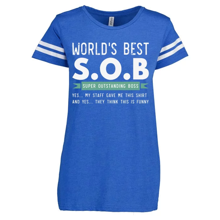 Worlds Best SOB Super Outstanding Boss Funny Colleague Enza Ladies Jersey Football T-Shirt