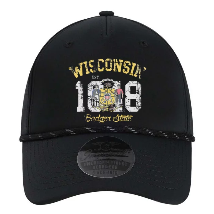 Wisconsin Badger State Flag Vintage Fade Performance The Dyno Cap