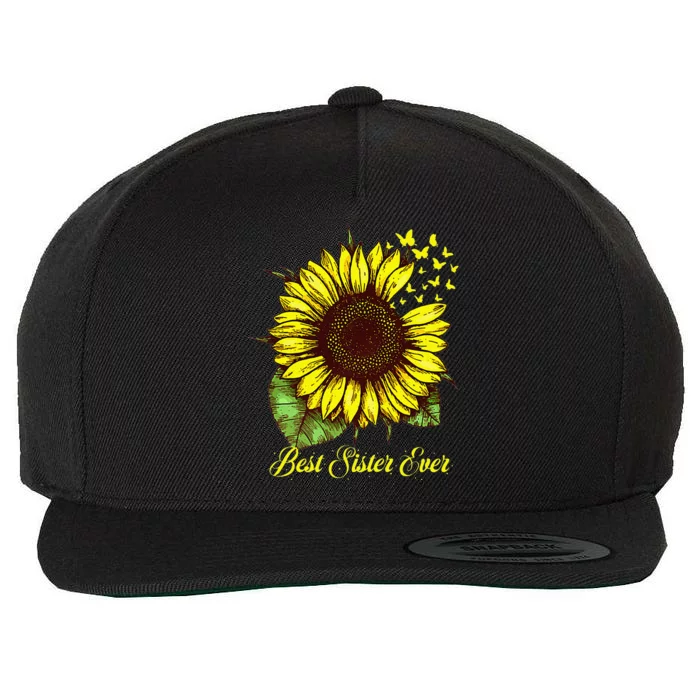 Womens Best Sister Ever Sunflower Gift Wool Snapback Cap