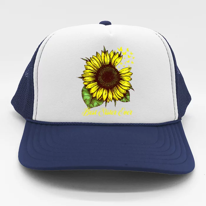 Womens Best Sister Ever Sunflower Gift Trucker Hat