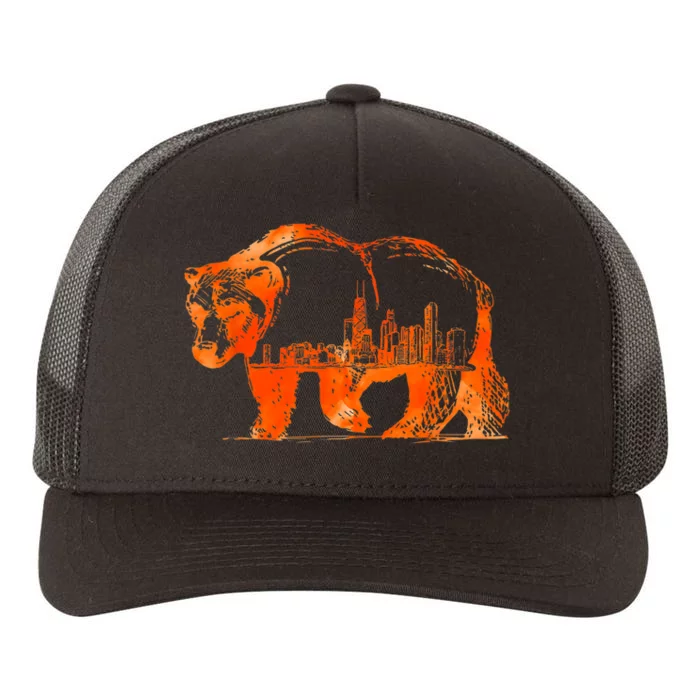 Walking Bear Silhouette Downtown Chicago City Skyline Gift Yupoong Adult 5-Panel Trucker Hat