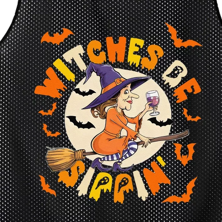 Witches Be Sippin Halloween Holiday Funny Spooky Ghost Mesh Reversible Basketball Jersey Tank