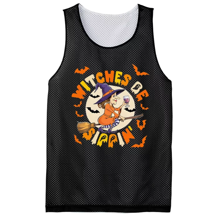 Witches Be Sippin Halloween Holiday Funny Spooky Ghost Mesh Reversible Basketball Jersey Tank