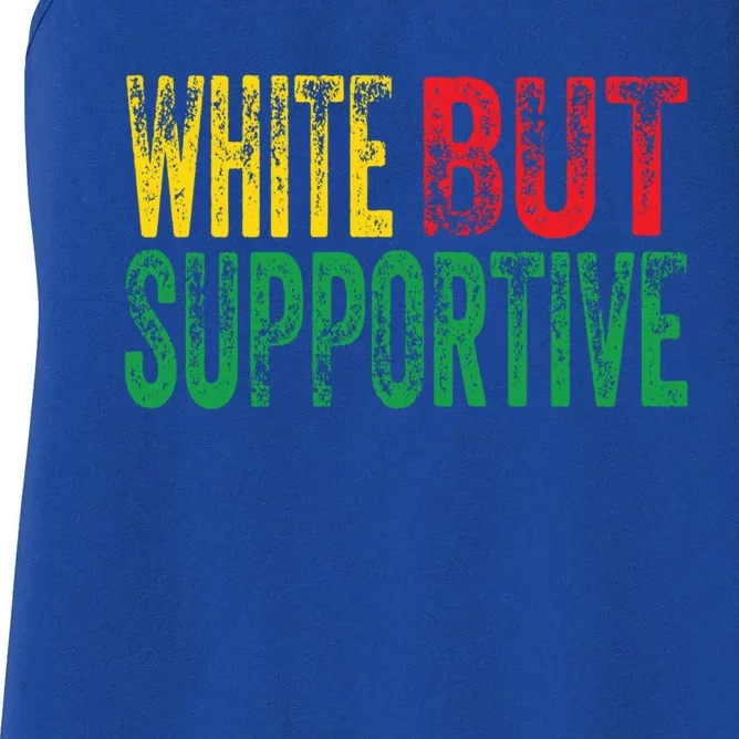 White But Supportive Ally Black History Month Junenth Gift Women's Racerback Tank