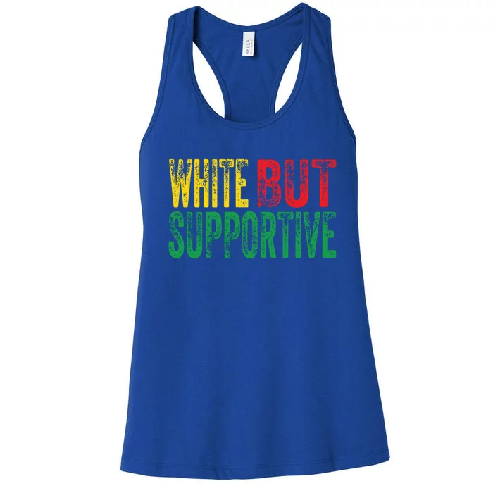 White But Supportive Ally Black History Month Junenth Gift Women's Racerback Tank