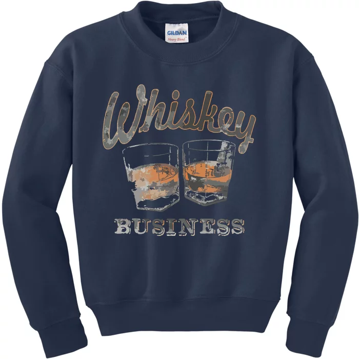 Whiskey Business Shot Glasses Vintage Retro Graphic Kids Sweatshirt