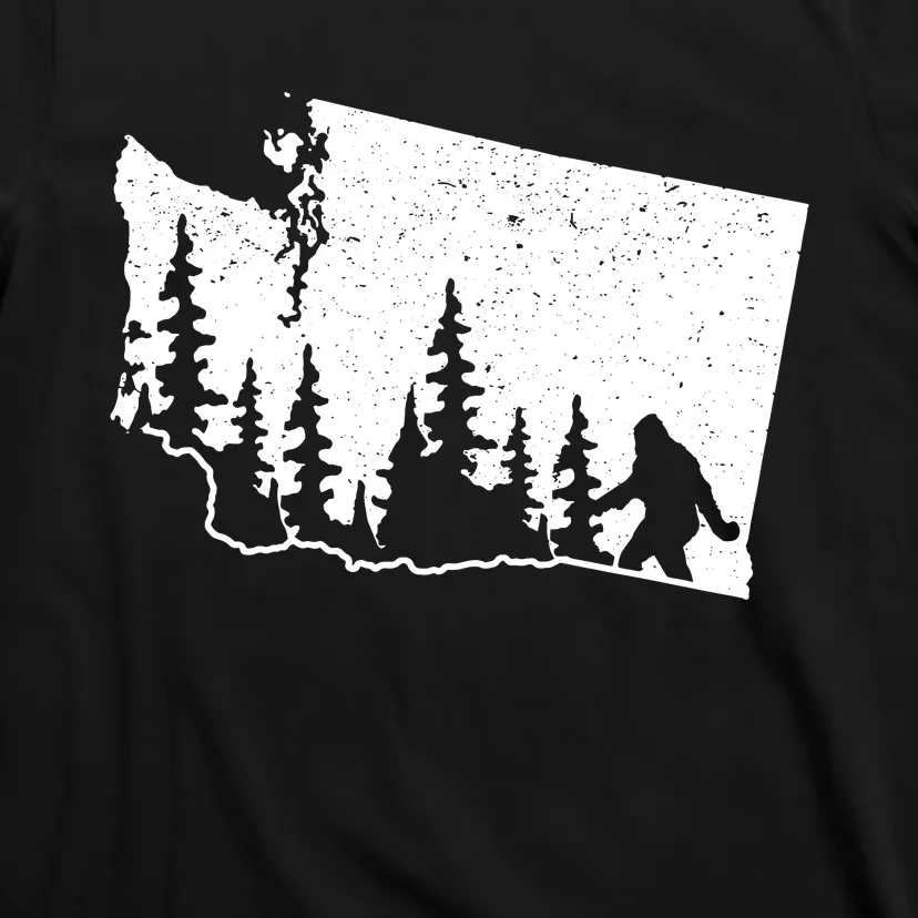 Washington Bigfoot Sasquatch Trees Silhouette State Pride T-Shirt