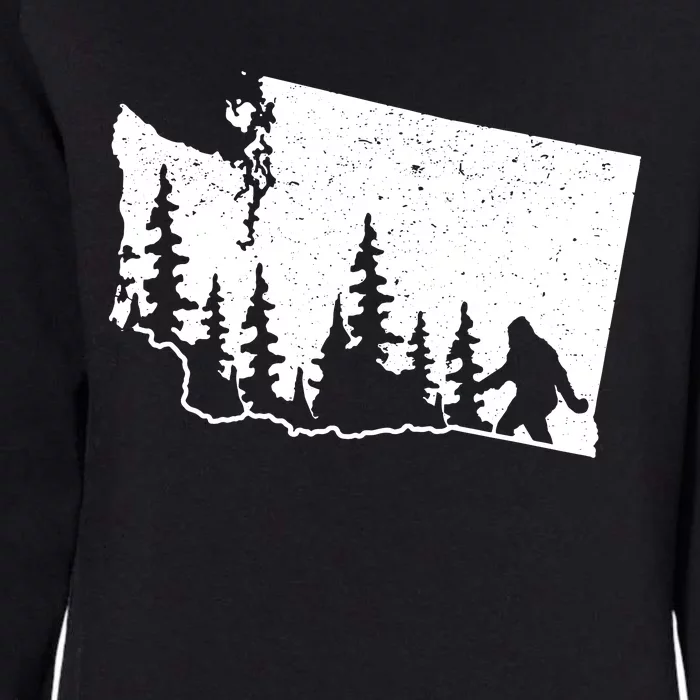 Washington Bigfoot Sasquatch Trees Silhouette State Pride Womens California Wash Sweatshirt