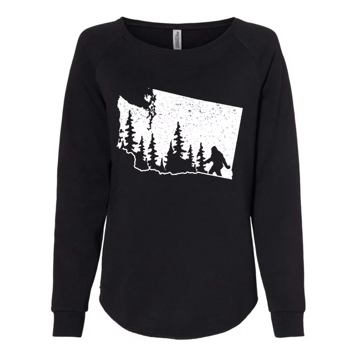 Washington Bigfoot Sasquatch Trees Silhouette State Pride Womens California Wash Sweatshirt