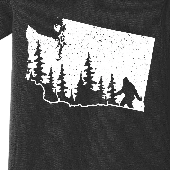 Washington Bigfoot Sasquatch Trees Silhouette State Pride Baby Bodysuit