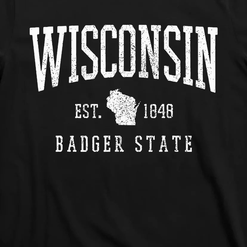 Wisconsin Badger State Est. 1848 State Map Souvenir Gift T-Shirt