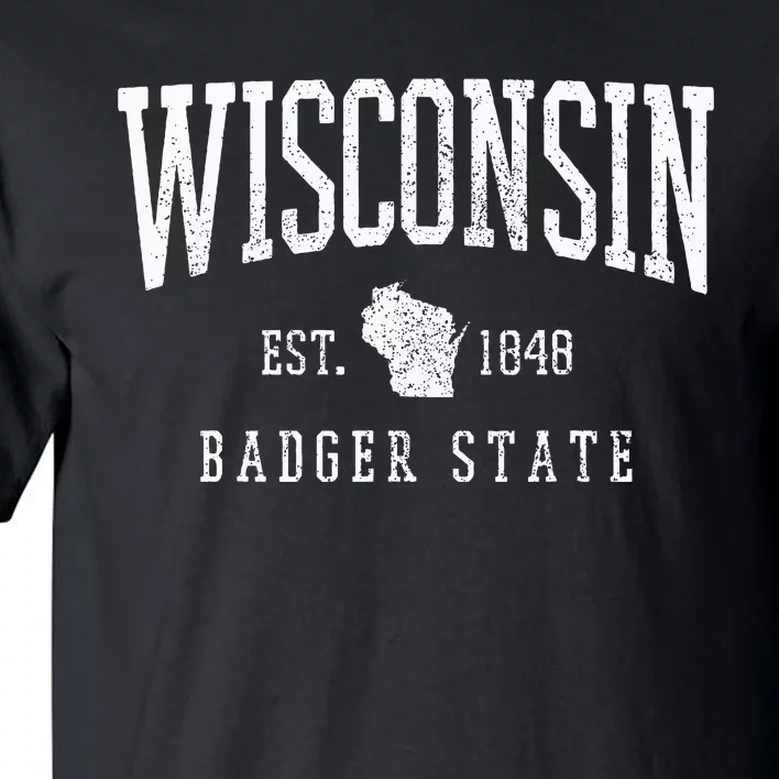 Wisconsin Badger State Est. 1848 State Map Souvenir Gift Tall T-Shirt