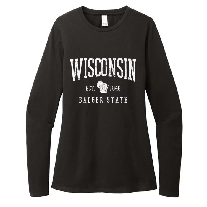 Wisconsin Badger State Est. 1848 State Map Souvenir Gift Womens CVC Long Sleeve Shirt