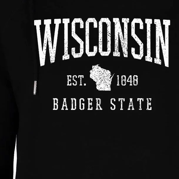 Wisconsin Badger State Est. 1848 State Map Souvenir Gift Womens Funnel Neck Pullover Hood