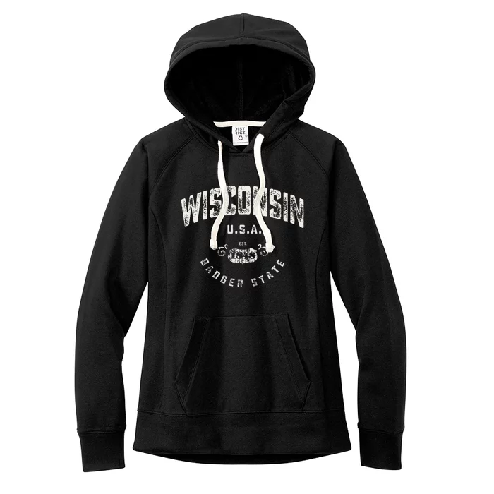 Wisconsin Badger State Vintage Women's Fleece Hoodie