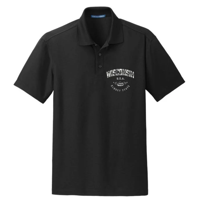 Wisconsin Badger State Vintage Dry Zone Grid Performance Polo