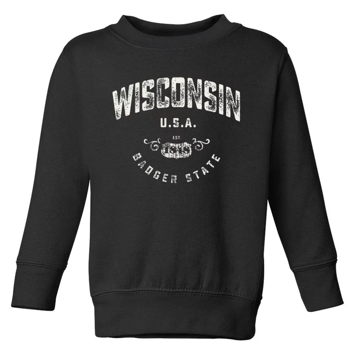 Wisconsin Badger State Vintage Toddler Sweatshirt