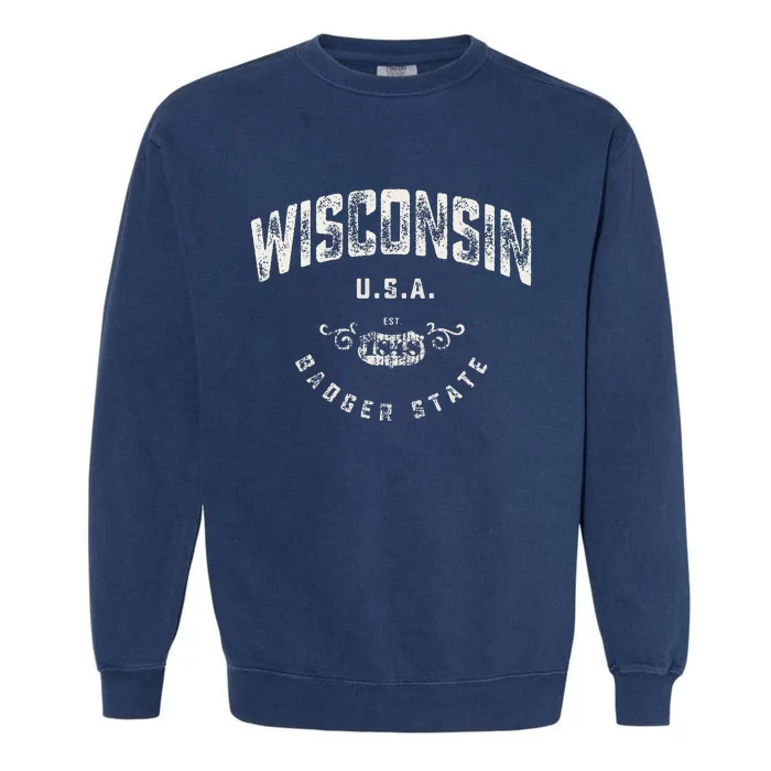 Wisconsin Badger State Vintage Garment-Dyed Sweatshirt